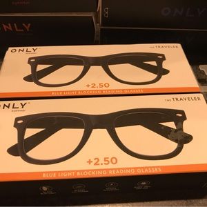 Two pairs THE ONLY EYEWEAR 2.50 Strength Blue light blocking readers